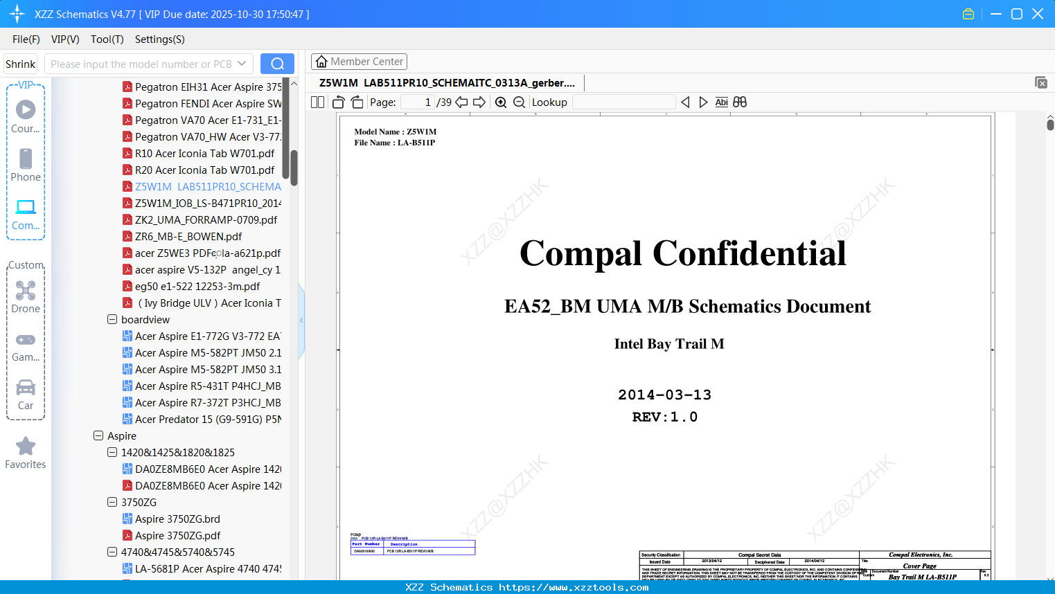 Laptop ACER Z5W1M LAB511PR10_SCHEMAITC_0313A_gerber